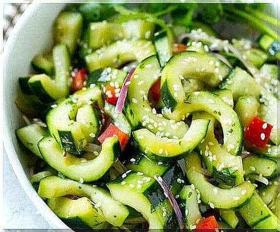 Salad with cucumber and tomatoes