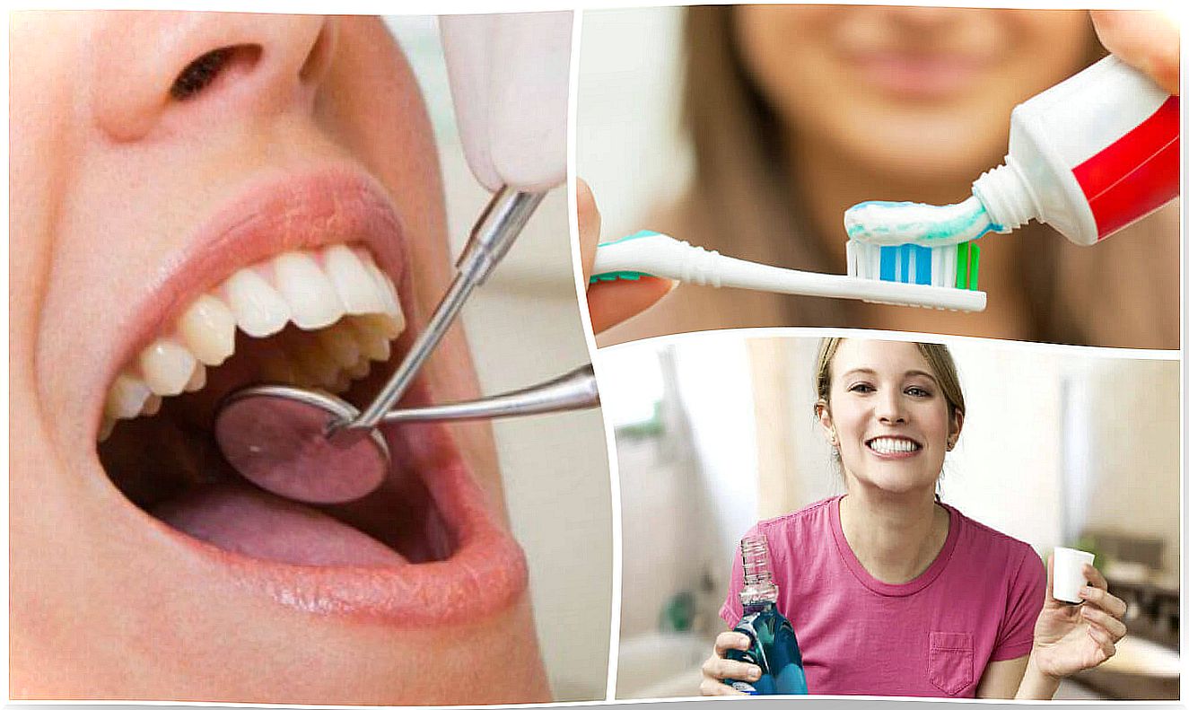 Oral care with toothpaste, mouthwash and dental visit