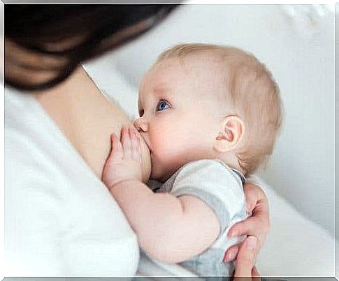 A baby being breastfed